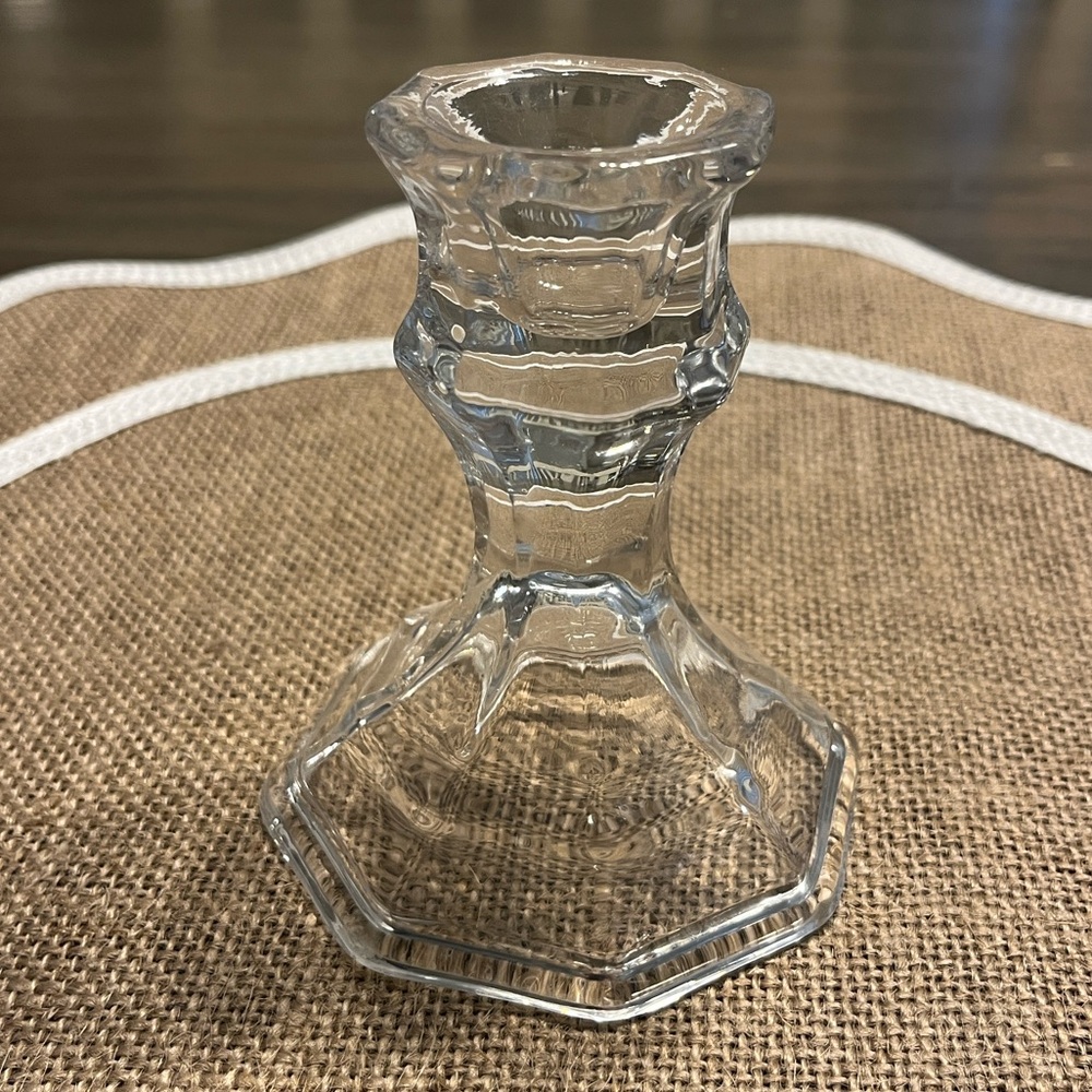 Vintage Octagon-Shaped Glass Candle Holder